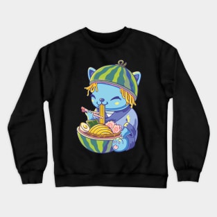 Chibi cat eat ramen Crewneck Sweatshirt